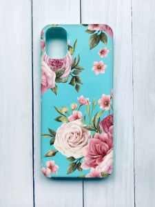 Матовий чохол для Samsung Galaxy A51 (2020)/A515 Бірюзовий :: Рожеві квіти (принт 287)