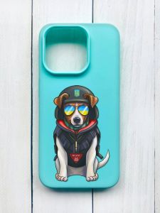 Матовий чохол на iPhone 15 Pro Бірюзовий :: Пес Патрон (принт 4)