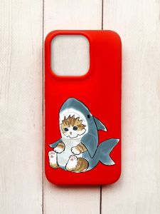 Матовий чохол на iPhone 15 Pro Червоний :: Кошеня (принт 120)