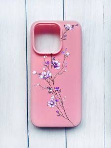 Матовий чохол на iPhone 15 Pro Рожевий :: Гілочка квітів (принт 278)