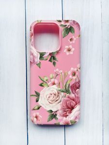 Матовий чохол на iPhone 15 Pro Рожевий :: Рожеві квіти (принт 287)