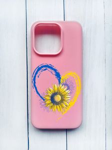 Матовий чохол на iPhone 15 Pro Рожевий :: Серце з соняхом. Україна (принт 260)