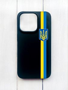 Матовий чохол на iPhone 15 Pro Чорний :: Стрічка Україна (патріотичний принт 253)