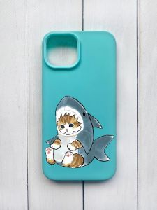 Матовий чохол на iPhone 15 Бірюзовий :: Кошеня (принт 120)