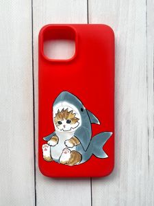 Матовий чохол на iPhone 15 Червоний :: Кошеня (принт 120)