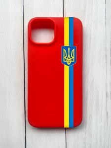 Матовий чохол на iPhone 15 Червоний :: Стрічка Україна (патріотичний принт 253)