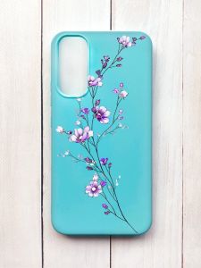 Матовий чохол на Samsung A34 5G Бірюзовий :: Гілочка квітів (принт 278)