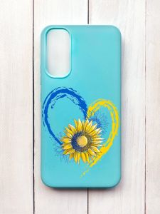 Матовий чохол на Samsung A34 5G Бірюзовий :: Серце з соняхом. Україна (принт 260)
