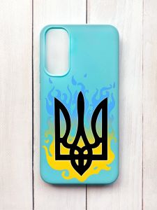Матовий чохол на Samsung A34 5G Бірюзовий :: Тризуб Полум'я (принт 257)