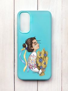 Матовий чохол на Samsung A34 5G Бірюзовий :: Українка з колосками (принт 172)