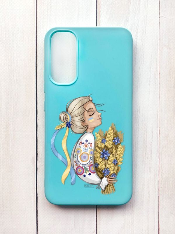 Матовий чохол на Samsung A34 5G Бірюзовий :: Українка з колосками (принт 173)