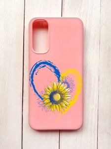 Матовий чохол на Samsung A34 5G Рожевий :: Серце з соняхом. Україна (принт 260)