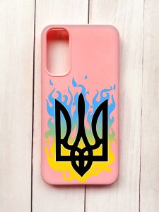 Матовий чохол на Samsung A34 5G Рожевий :: Тризуб Полум'я (принт 257)