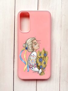 Матовий чохол на Samsung A34 5G Рожевий :: Українка з колосками (принт 173)