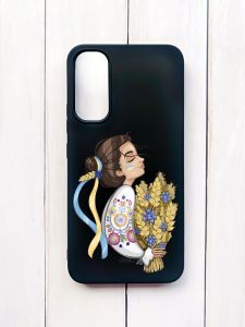 Матовий чохол на Samsung A34 5G Чорний :: Українка з колосками (принт 172)