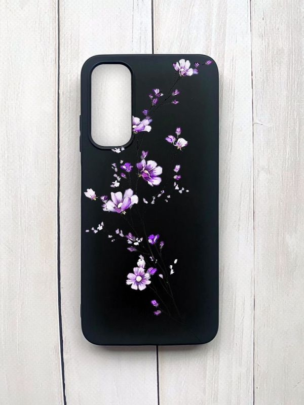 Матовий чохол на Samsung Galaxy A05s (A057) Чорний :: Гілочка квітів (принт 278)