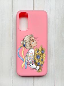 Матовий чохол на Samsung Galaxy A14 5G Рожевий :: Українка з колосками (принт 173)