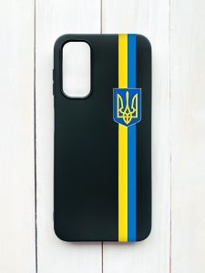 Матовий чохол на Samsung Galaxy A14 5G Чорний :: Стрічка Україна (патріотичний принт 253)