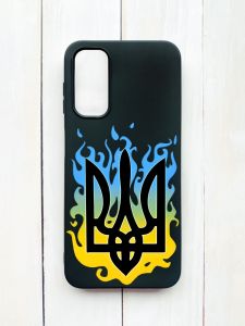 Матовий чохол на Samsung Galaxy A14 5G Чорний :: Тризуб Полум'я (принт 257)