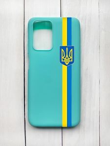 Матовий чохол на Xiaomi Redmi 10 Бірюзовий :: Стрічка Україна (патріотичний принт 253)
