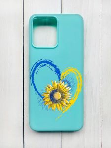 Матовий чохол на Xiaomi Redmi 12 Бірюзовий :: Серце з соняхом. Україна (принт 260)