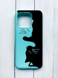 Матовий чохол на Xiaomi Redmi 12C Бірюзовий :: Котики (принт 118)