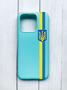 Матовий чохол на Xiaomi Redmi 12C Бірюзовий :: Стрічка Україна (патріотичний принт 253)