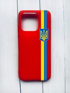 Матовий чохол на Xiaomi Redmi 12C Червоний :: Стрічка Україна (патріотичний принт 253)