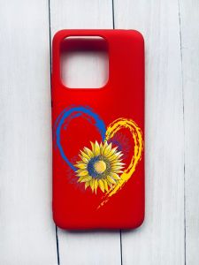 Матовий чохол на Xiaomi Redmi 12C Червоний :: Серце з соняхом. Україна (принт 260)