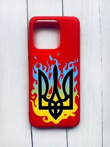 Матовий чохол на Xiaomi Redmi 12C Червоний :: Тризуб Полум'я (принт 257)