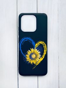 Матовий чохол на Xiaomi Redmi 12C Чорний :: Серце з соняхом. Україна (принт 260)