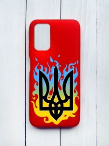 Матовий чохол на Xiaomi Redmi 9T Червоний :: Тризуб Полум'я (принт 257)