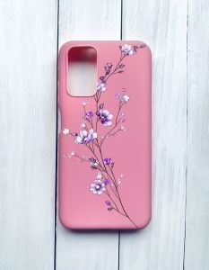 Матовий чохол на Xiaomi Redmi 9T Рожевий :: Гілочка квітів (принт 278)