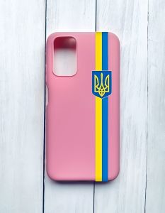 Матовий чохол на Xiaomi Redmi 9T Рожевий :: Стрічка Україна (патріотичний принт 253)