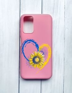 Матовий чохол на Xiaomi Redmi 9T Рожевий :: Серце з соняхом. Україна (принт 260)