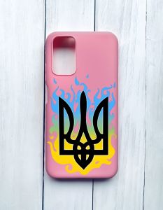 Матовий чохол на Xiaomi Redmi 9T Рожевий :: Тризуб Полум'я (принт 257)