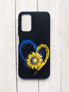Матовий чохол на Xiaomi Redmi 9T Чорний :: Серце з соняхом. Україна (принт 260)