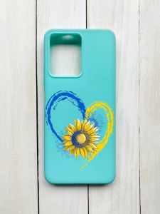 Матовий чохол на Xiaomi Redmi Note 12 Бірюзовий :: Серце з соняхом. Україна (принт 260)