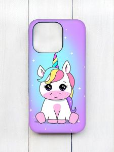 Матовий чохол на iPhone 15 Pro Чорний :: Єдиноріг (принт 103)