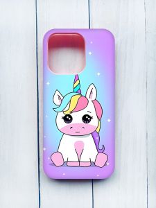 Матовий чохол на iPhone 15 Pro Рожевий :: Єдиноріг (принт 103)