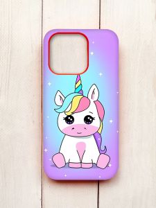 Матовий чохол на iPhone 15 Pro Червоний :: Єдиноріг (принт 103)