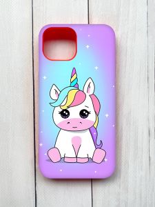 Матовий чохол на iPhone 15 Червоний :: Єдиноріг (принт 103)