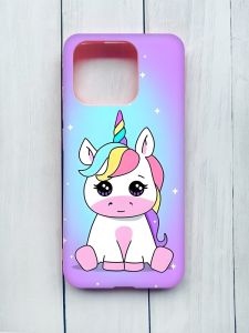 Матовий чохол на Xiaomi Redmi 12C Рожевий :: Єдиноріг (принт 103)