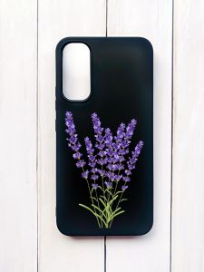 Матовий чохол на Samsung A34 5G Чорний :: Лаванда (принт 28)
