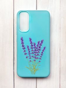 Матовий чохол на Samsung A34 5G Бірюзовий :: Лаванда (принт 28)