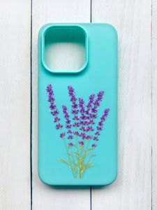 Матовий чохол на iPhone 15 Pro Бірюзовий :: Лаванда (принт 28)