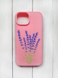 Матовий чохол на iPhone 15 Рожевий :: Лаванда (принт 28)