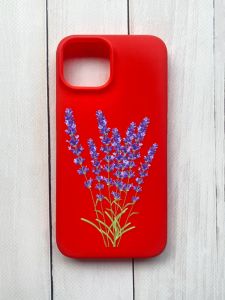 Матовий чохол на iPhone 15 Червоний :: Лаванда (принт 28)