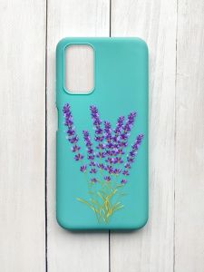 Матовий чохол на Xiaomi Redmi 9T Бірюзовий :: Лаванда (принт 28)