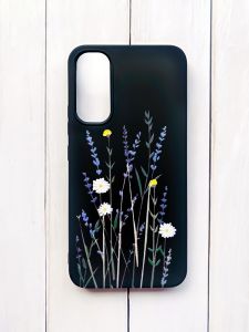 Матовий чохол на Samsung A34 5G Чорний :: Польові квіти (принт 270)